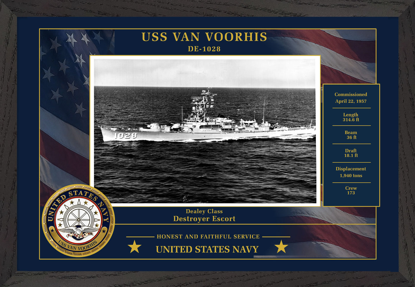 USS Van Voorhis DE-1028 Framed Patriotic Photo