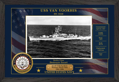 USS Van Voorhis DE-1028 Framed Patriotic Photo