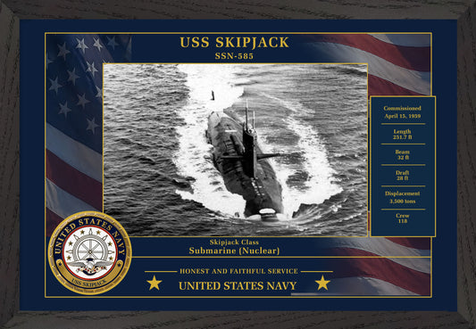 USS Skipjack SSN-585 Framed Patriotic Photo