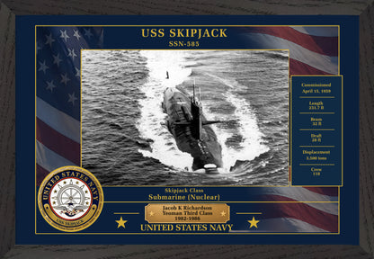 USS Skipjack SSN-585 Framed Patriotic Photo