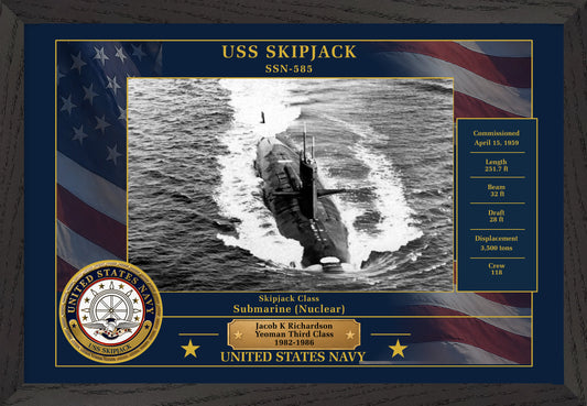 USS Skipjack SSN-585 Framed Patriotic Photo