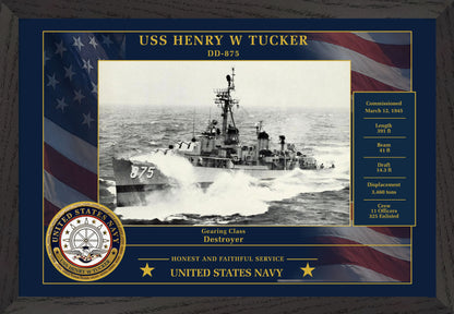 USS Henry W Tucker DD-875 Framed Patriotic Photo