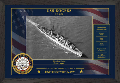 USS Rogers DD-876 Framed Patriotic Photo