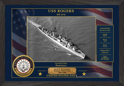 USS Rogers DD-876 Framed Patriotic Photo