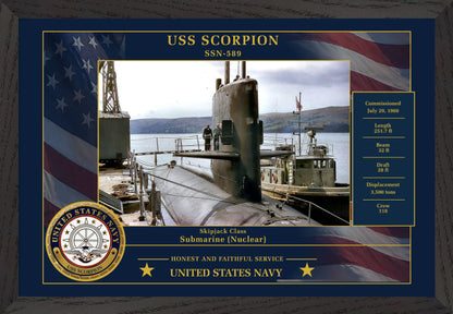 USS Scorpion SSN-589 Framed Patriotic Photo