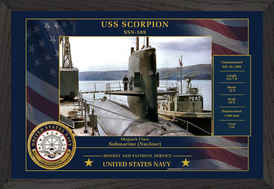 USS Scorpion SSN-589 Framed Patriotic Photo