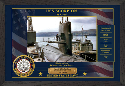 USS Scorpion SSN-589 Framed Patriotic Photo