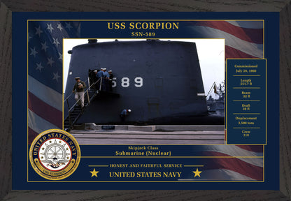 USS Scorpion SSN-589 Framed Patriotic Photo