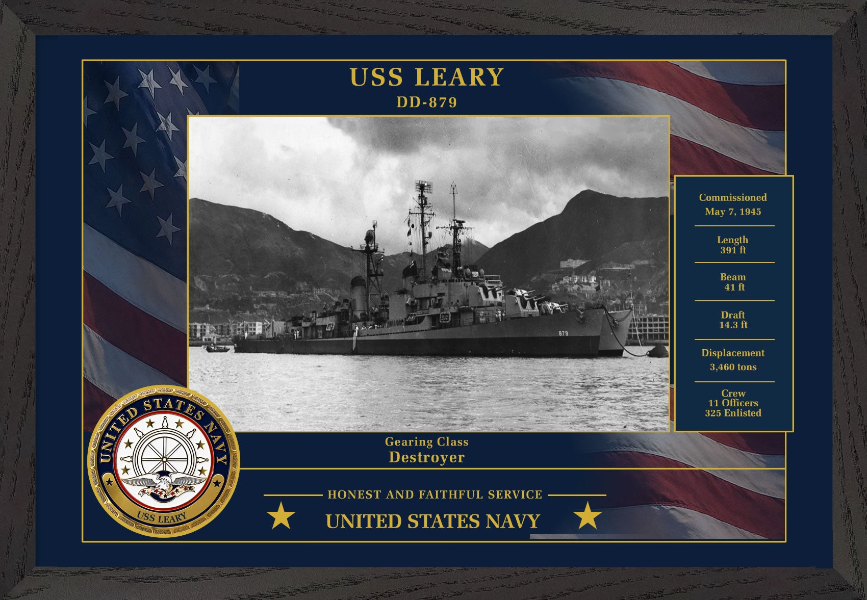 USS Leary DD-879 Framed Patriotic Photo