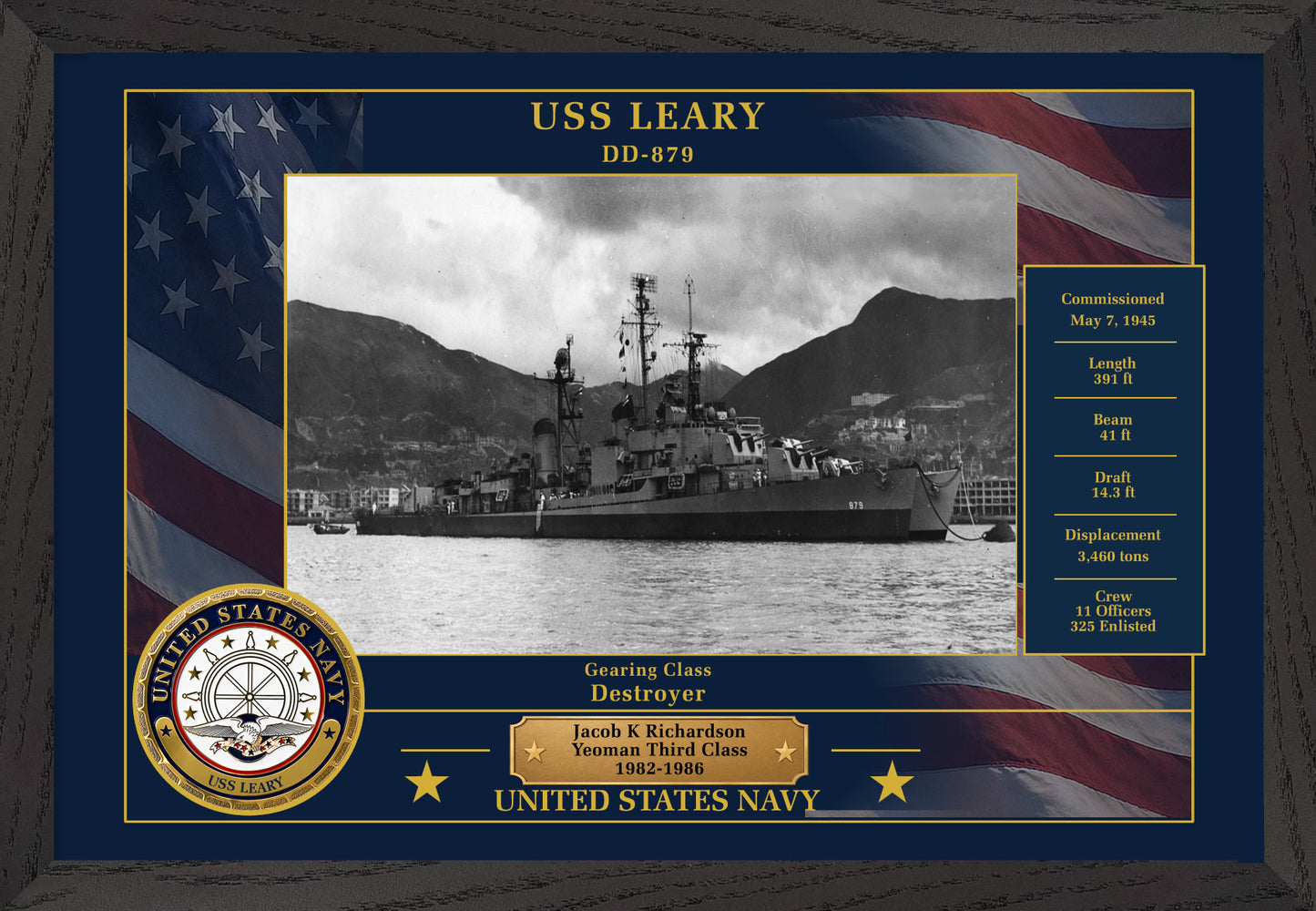 USS Leary DD-879 Framed Patriotic Photo