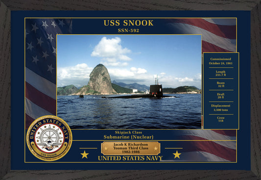 USS Snook SSN-592 Framed Patriotic Photo