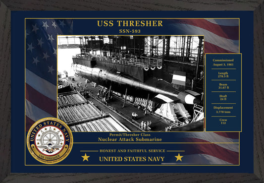 USS Thresher SSN-593 Framed Patriotic Photo