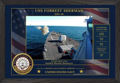 USS Forrest Sherman DDG-98 Framed Patriotic Photo