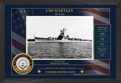 USS Hartley DE-1029 Framed Patriotic Photo