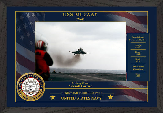 USS Midway CV-41 Framed Patriotic Photo