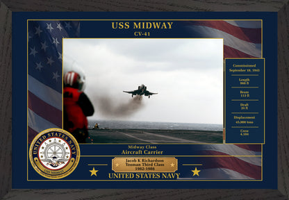 USS Midway CV-41 Framed Patriotic Photo