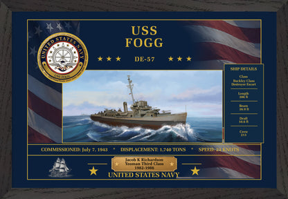 USS Fogg DE-57 Framed Patriotic Art