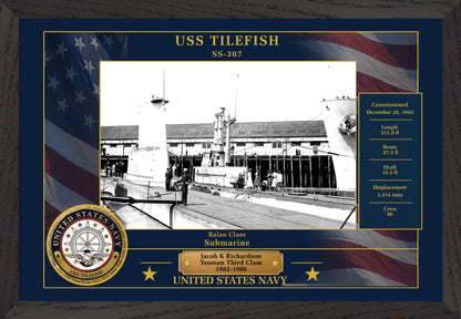 USS Tilefish SS-307 Framed Patriotic Photo