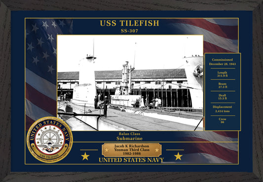 USS Tilefish SS-307 Framed Patriotic Photo