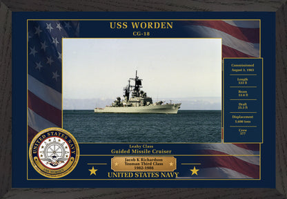 USS Worden CG-18 Framed Patriotic Photo