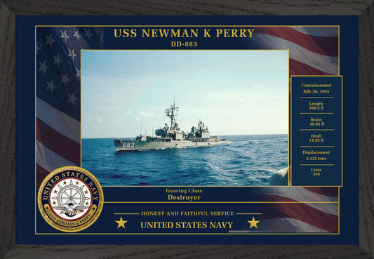 USS Newman K Perry DD-883 Framed Patriotic Photo