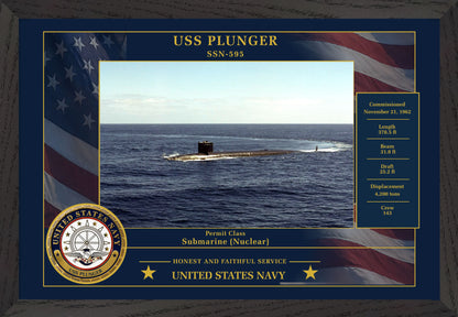 USS Plunger SSN-595 Framed Patriotic Photo