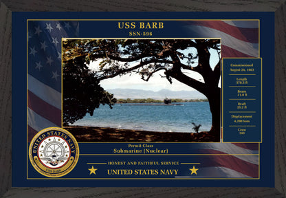 USS Barb SSN-596 Framed Patriotic Photo