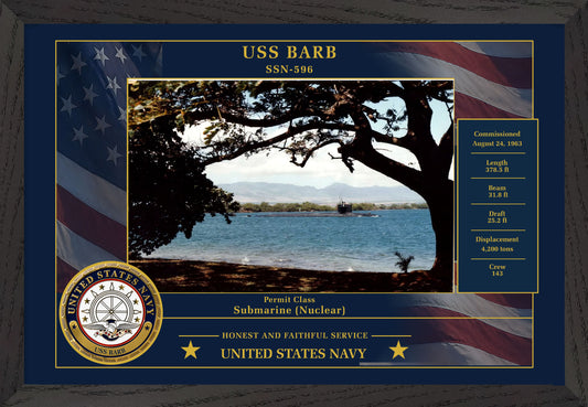 USS Barb SSN-596 Framed Patriotic Photo