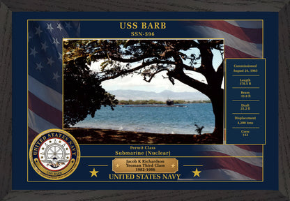 USS Barb SSN-596 Framed Patriotic Photo