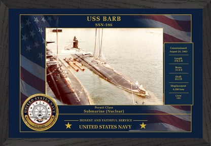 USS Barb SSN-596 Framed Patriotic Photo