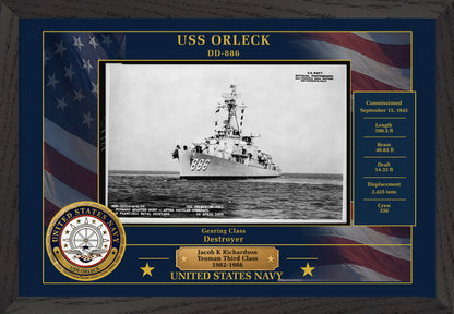 USS Orleck DD-886 Framed Patriotic Photo