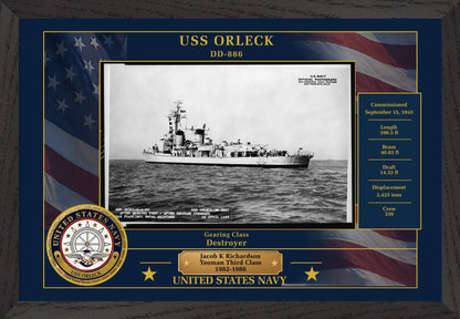USS Orleck DD-886 Framed Patriotic Photo