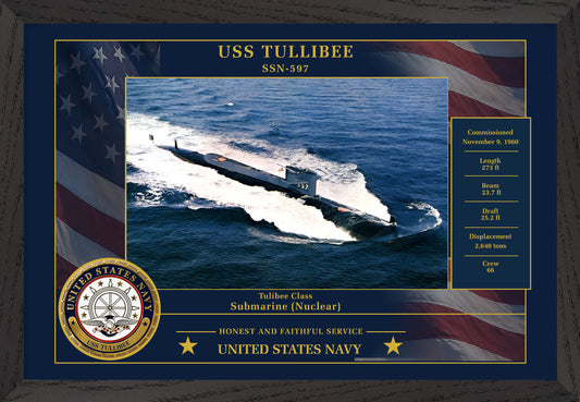USS Tullibee SSN-597 Framed Patriotic Photo
