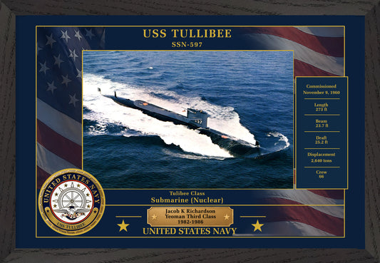 USS Tullibee SSN-597 Framed Patriotic Photo