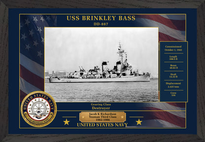 USS Brinkley Bass DD-887 Framed Patriotic Photo
