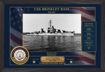 USS Brinkley Bass DD-887 Framed Patriotic Photo