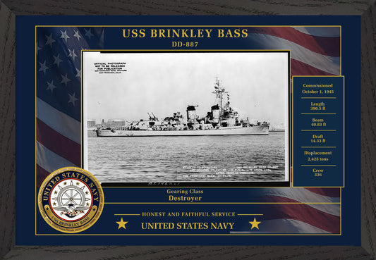USS Brinkley Bass DD-887 Framed Patriotic Photo