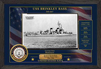 USS Brinkley Bass DD-887 Framed Patriotic Photo
