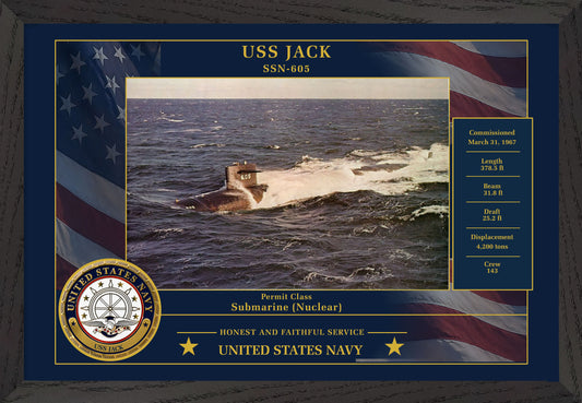 USS Jack SSN-605 Framed Patriotic Photo