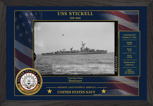 USS Stickell DD-888 Framed Patriotic Photo