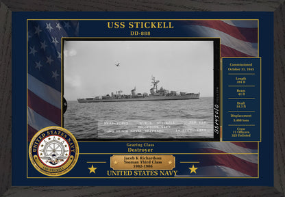 USS Stickell DD-888 Framed Patriotic Photo