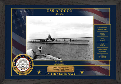 USS Apogon SS-308 Framed Patriotic Photo