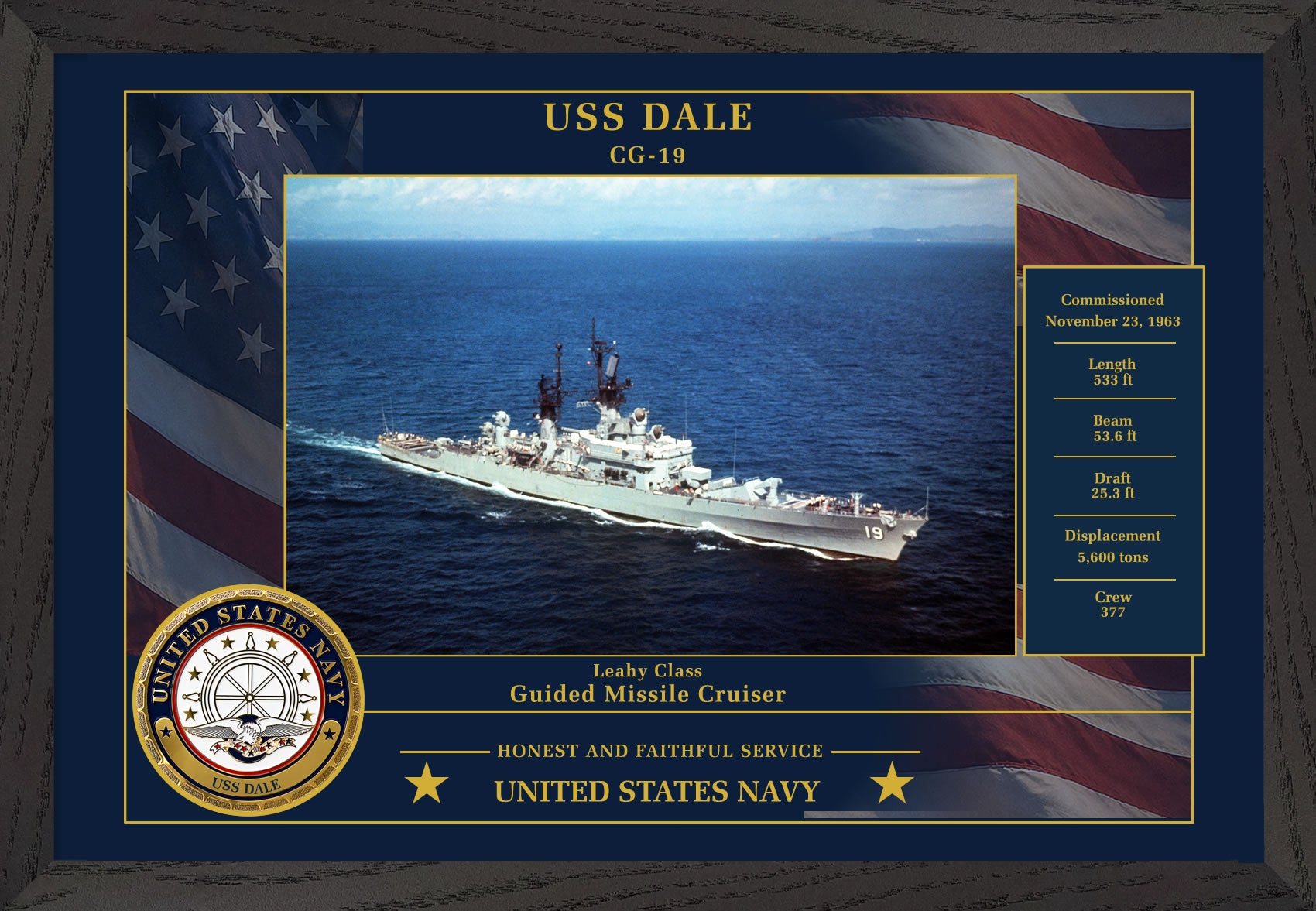 USS Dale CG-19 Framed Patriotic Photo