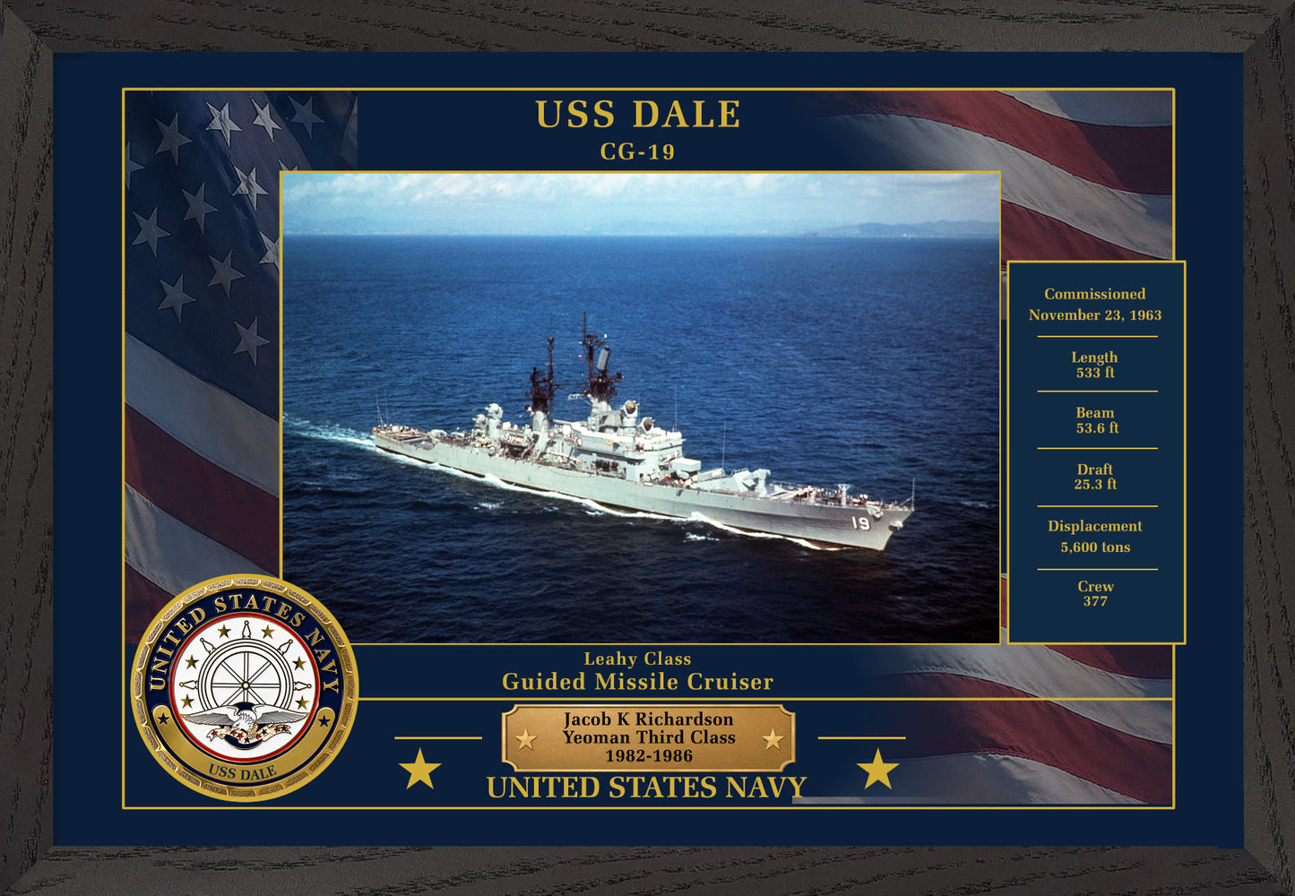 USS Dale CG-19 Framed Patriotic Photo