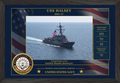 USS Halsey DDG-97 Framed Patriotic Photo