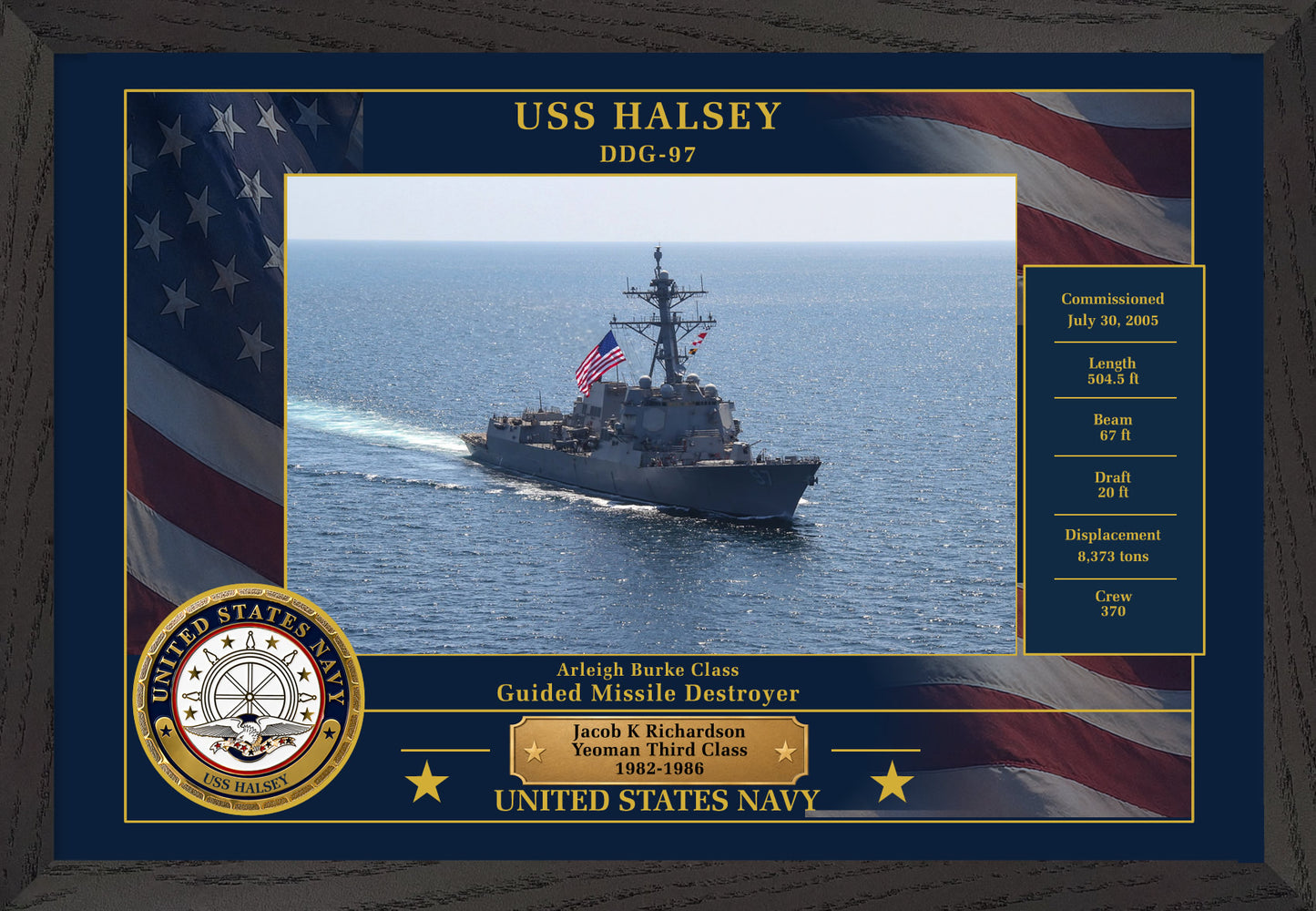 USS Halsey DDG-97 Framed Patriotic Photo