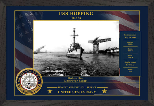 USS Hopping DE-155 Framed Patriotic Photo