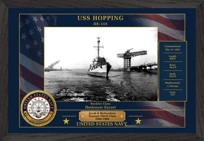 USS Hopping DE-155 Framed Patriotic Photo