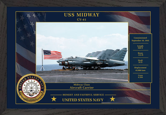 USS Midway CV-41 Framed Patriotic Photo