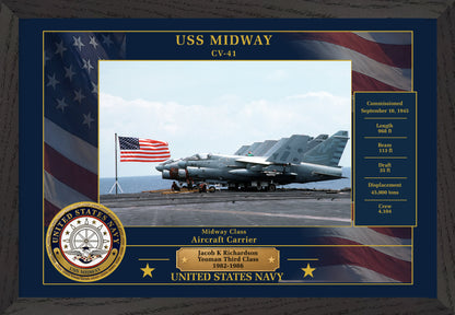 USS Midway CV-41 Framed Patriotic Photo